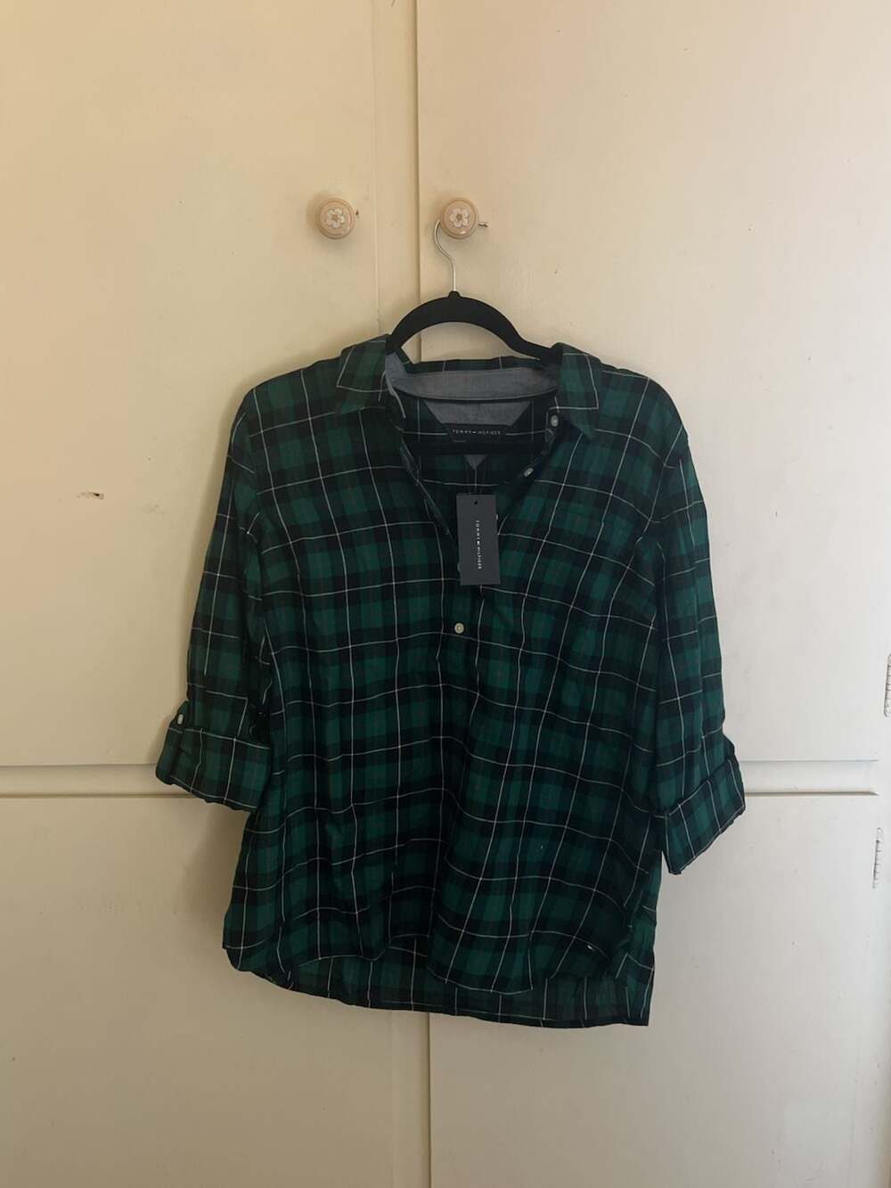 Tommy Hilfiger Green Plaid Button Down Shirt Size L